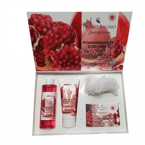 Pomegranate Coconut Bath Gift Set Λοσιόν Σώματος 100ml & Αφρόλουτρο 150ml & Σαπούνι 100gr & Σφουγγάρι